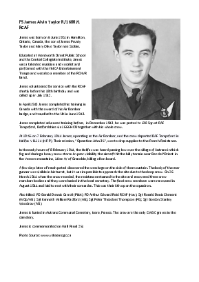 A preview of a PDF biography for Taylor, James Alvin